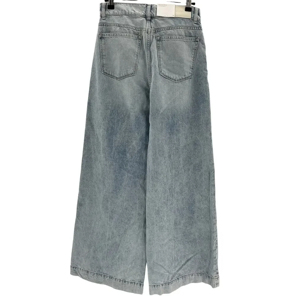 Dl1961 'Hepburn' Blue Cotton Wide Leg High Rise Denim Jean Size 26 - Picture 3 of 4